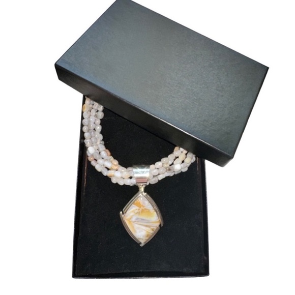 Jay King Agate Sterling Silver Multi Stranded Pendant Necklace - Picture 10 of 10